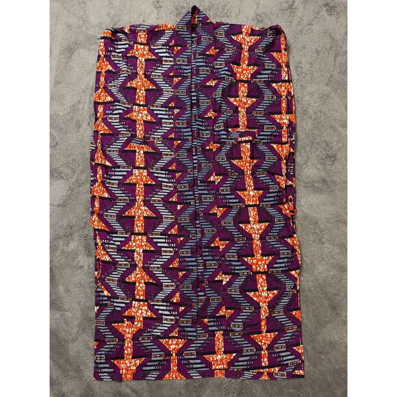 MAE OTTI African Ankara Kaftan Dashiki Style Tunic OS Wax Print Geometric Purple - Picture 1 of 7